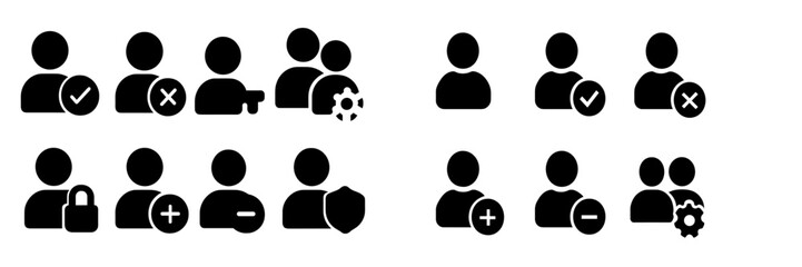 Aufkleber - Icons representing various user actions and statuses in a digital interface for managing accounts and permissions