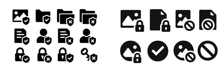 Poster - Various security icons representing data protection, file management, and privacy in digital systems