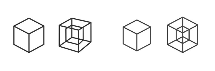 Poster - Exploring geometric shapes with wireframe cubes and three-dimensional designs in a minimalist style