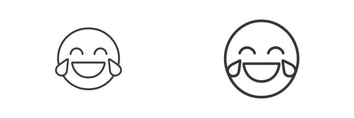 Aufkleber - Two simple emoji faces expressing laughter and joy in a minimalistic design