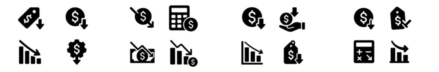 Poster - Business icons representing financial concepts such as budgeting, sales trends, and calculations essential for commerce