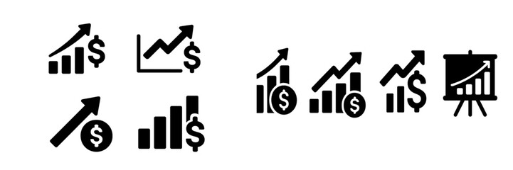 Aufkleber - Business growth concepts represented by various upward trending symbols and graphs illustrating financial success