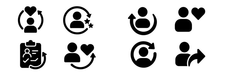 Aufkleber - Icons representing user engagement, interaction, and feedback in digital platforms and applications for various services