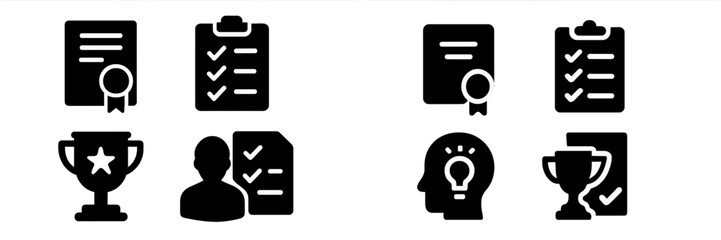 Poster - Icons depicting achievement, checklist, and awards representing success and evaluation in professional environments