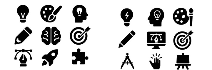 Leinwandbilder - Creative icons showcasing artistic tools and concepts for design and innovation in a minimalist style