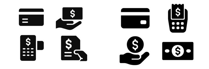 Poster - Payment symbols and methods displayed in a simple black and white design suitable for financial concepts