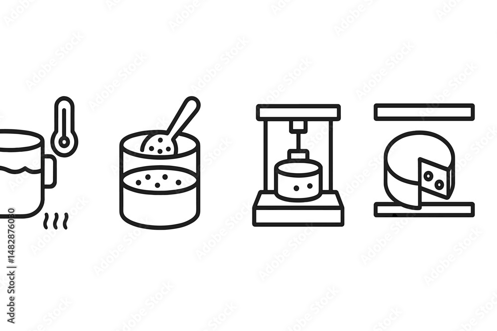 Process of making cheese using heat, curdling, pressing, and shaping at ...