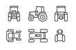 © Alan - Different styles of tractors and racing cars displayed in a minimalist design featuring various angles and perspectives