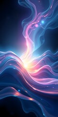 Aufkleber - Abstract Glowing Waves In Dark Space. Colorful Light Emits From The Core. A Dynamic 3d Fluid Design. Perfect For Modern Backgrounds And Creative Projects.