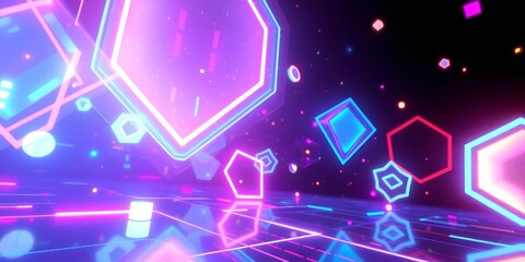 Aufkleber - Abstract Futuristic Motion, A Stunning High Quality Rendering Featuring Holographic Light, Vibrant Neon Colors Creating A Digital Environment That's Perfect For Modern Designs. Dynamic Abstract Art