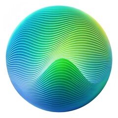 Wall Mural - round shape of wavy lines flowing smooth curve colorful gradient green blue line on white background