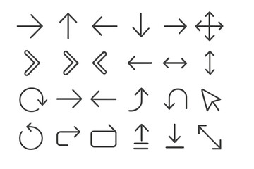 Wall Mural - collection of directional arrows illustrating various navigational symbols and actions for graphic d