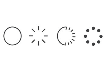 Wall Mural - various loading indicators displayed in a minimalist style illustrating different stages of progress