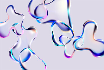 Wall Mural - abstract background of iridescent liquid shapes. colorful vector bubbles.