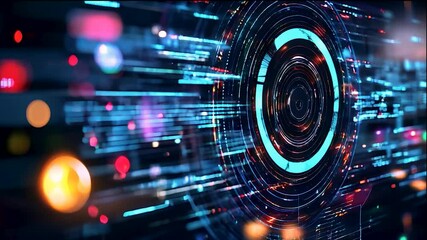 Wall Mural - a computer screen with a colorful circle on it. the circle is surrounded by a lot of lines and dots.