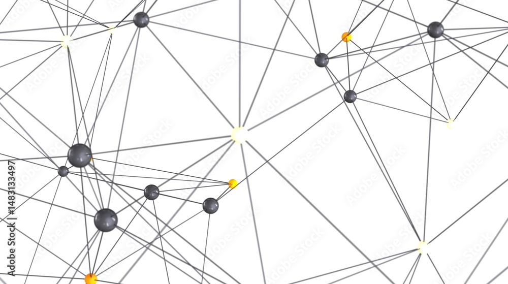 Abstract image depicting interconnected nodes and data flow. Ideal for tech, network, and connection concepts.