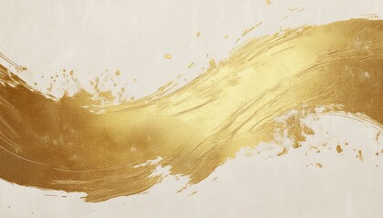Poster - elegant gold brushstroke wave on textured ivory canvas for luxury branding, print design, or modern minimalist web background

