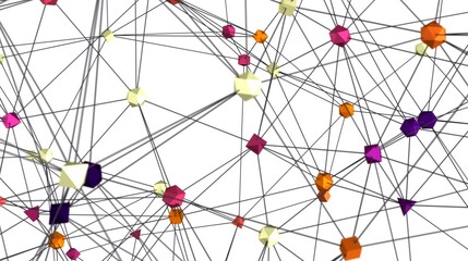 Fototapete - Stock photo of interconnected colorful geometric shapes. Ideal for network, technology, and connection concepts.