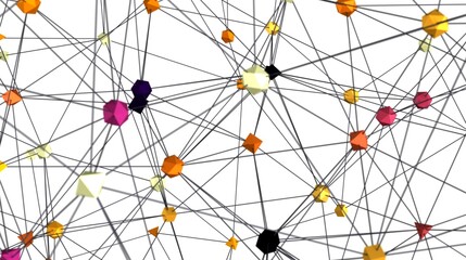Fototapete - Stock photo of a complex network with colorful nodes and connecting lines. Ideal for technology, connection, and communication concepts.