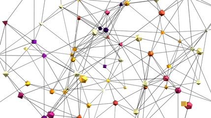 Fototapete - Colorful 3D polygonal network.  Ideal for technology, connection, and networking concepts.