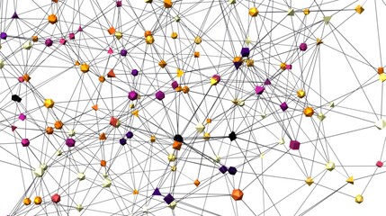 Fototapete - Colorful 3D network graphic.  Ideal for technology, connection, and data visualization.