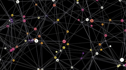 Fototapete - High-resolution stock photo of a complex network, featuring vibrant nodes and connecting lines. Ideal for tech, connection, and communication concepts.