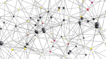 Poster - Abstract image depicting a complex network of interconnected nodes. Ideal for technology, data science, and connection concepts.