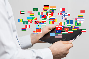 Leinwandbilder - International collaboration and networking.  Digital global connections. Worldwide business.