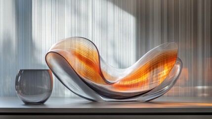 Modern, translucent bowl with warm, flowing lines.