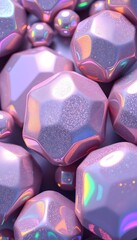 Aufkleber - Holographic Shapes A Futuristic Design With Metallic Surfaces, Crystal Textures, And Glassy Reflections. Glowing Neon Highlights Create A Captivating Digital Pattern. A Visually Stunning Element For