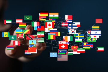 Leinwandbilder - Image of interconnected flags symbolizing global collaboration, partnerships, and international relations.