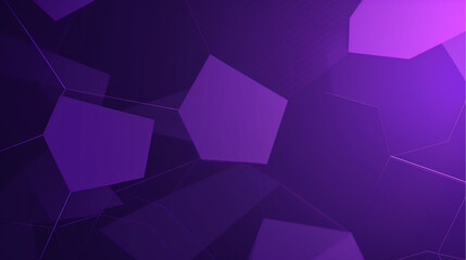 Wall Mural - a modern background, featuring a solid purple base color, white geometric shapes like hexagons