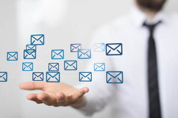 Aufkleber - Image of interconnected email icons, symbolizing global communication and networking.