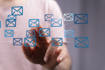 Fototapete - Seamless email connections, global reach.  Improve communication and collaboration.
