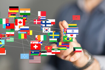Leinwandbilder - Image of interconnected flags representing global collaboration and international business.