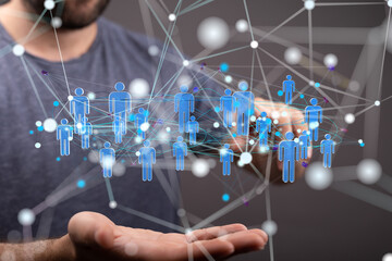 Leinwandbilder - Visual representation of a global network, showing interconnected people. Ideal for social media, teamwork, and communication concepts.