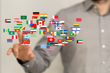 Aufkleber - Image of interconnected flags representing global business, travel, or international relations.