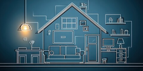 smart home concept with a house integrated with connected internet technology