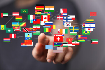 Leinwandbilder - Image of interconnected world flags symbolizing global collaboration and international relations.