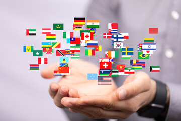 Leinwandbilder - Image of interconnected world flags, symbolizing global collaboration and networking.