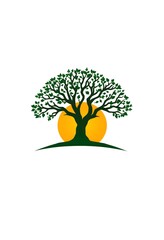 Poster - Tree Logo Design, Sunrise Symbol, New Beginnings Concept, Fresh Start Emblem. Hope And Optimism Graphic, Growth Icon, Nature Inspired Artwork, Positive Outlook Design Element.