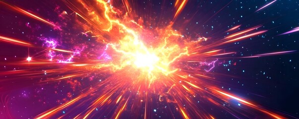 celestial burst: an explosive cosmic display showcasing a vibrant explosion of energy and light. a d
