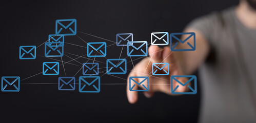 Fototapete - Seamless email communication.  Connect globally with instant messaging.