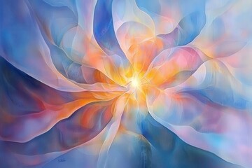 Wall Mural - Abstract Colorful Fractal Flower Design with Light and Soft Waves