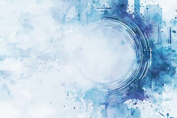 Wall Mural - Abstract Blue Watercolor With Circular Design Elements and Textures