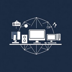 black and white computer icon vector design