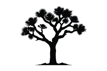joshua tree line art silhouette vector illustration isolated on a white background