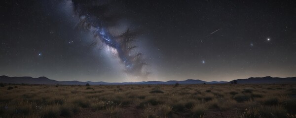 Wall Mural - Distant galaxies shine amidst a field of countless stars , cosmos, deep space, black