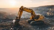 © Jennifer - Heavy machinery working on a vast quarry at sunset.