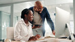 © FremtonClay/peopleimages.com - Computer, teamwork and review with business people in office for accounting discussion, audit feedback or talk. Tech, portfolio manager and collaboration with man, woman and finance agency report